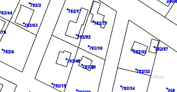 Parcela st. 782/18 v KÚ Lhota u Dobřan, Katastrální mapa