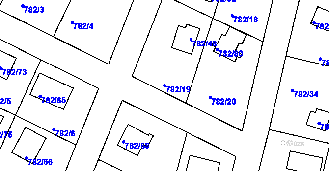 Parcela st. 782/19 v KÚ Lhota u Dobřan, Katastrální mapa
