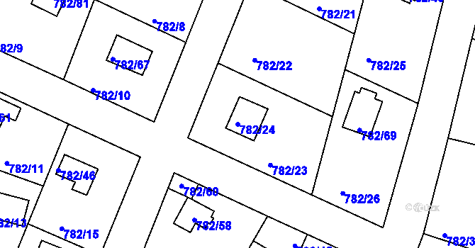 Parcela st. 782/24 v KÚ Lhota u Dobřan, Katastrální mapa