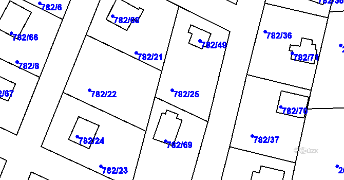 Parcela st. 782/25 v KÚ Lhota u Dobřan, Katastrální mapa