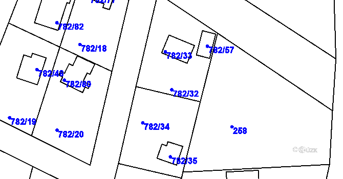 Parcela st. 782/32 v KÚ Lhota u Dobřan, Katastrální mapa