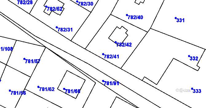 Parcela st. 782/41 v KÚ Lhota u Dobřan, Katastrální mapa