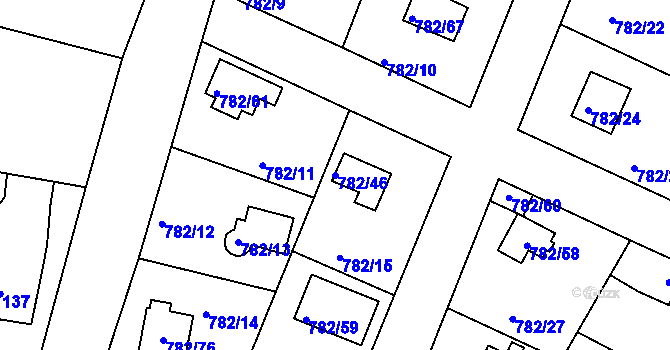 Parcela st. 782/46 v KÚ Lhota u Dobřan, Katastrální mapa