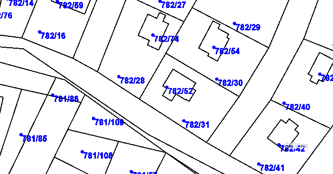 Parcela st. 782/52 v KÚ Lhota u Dobřan, Katastrální mapa
