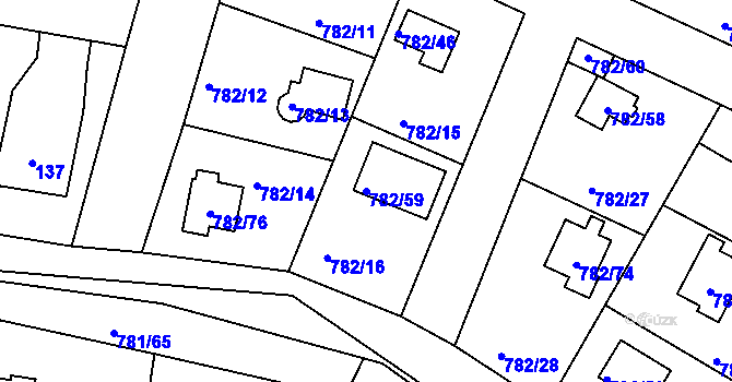 Parcela st. 782/59 v KÚ Lhota u Dobřan, Katastrální mapa