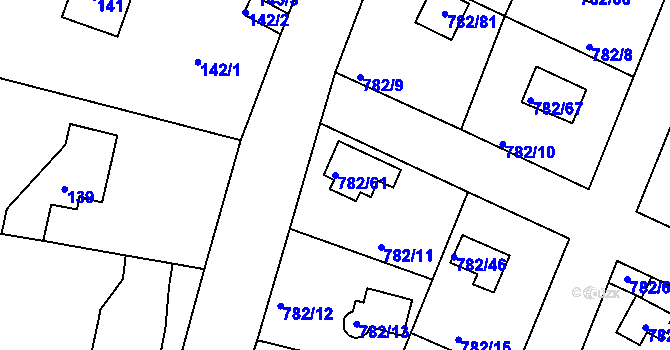 Parcela st. 782/61 v KÚ Lhota u Dobřan, Katastrální mapa