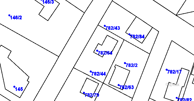 Parcela st. 782/64 v KÚ Lhota u Dobřan, Katastrální mapa