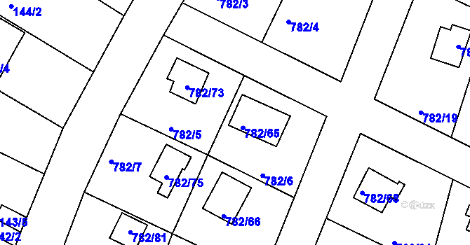 Parcela st. 782/65 v KÚ Lhota u Dobřan, Katastrální mapa