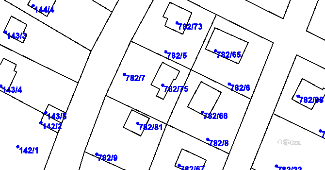 Parcela st. 782/75 v KÚ Lhota u Dobřan, Katastrální mapa