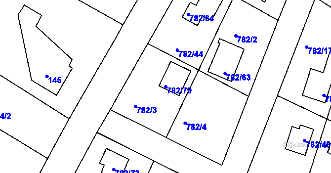 Parcela st. 782/79 v KÚ Lhota u Dobřan, Katastrální mapa