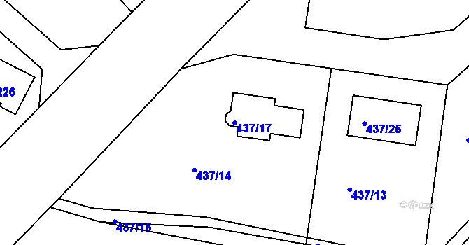 Parcela st. 437/17 v KÚ Lhota u Dobřan, Katastrální mapa