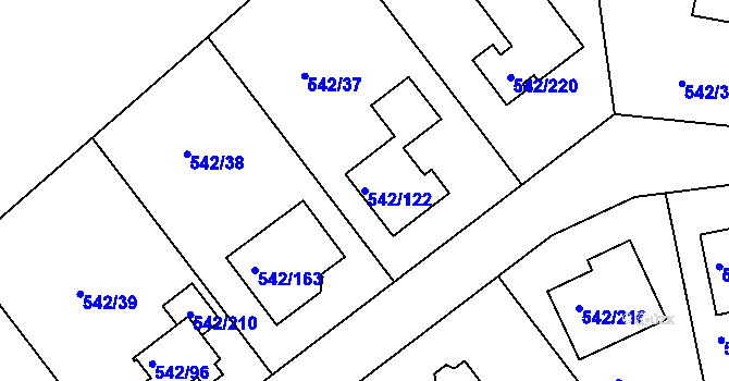 Parcela st. 542/122 v KÚ Lhota u Dobřan, Katastrální mapa