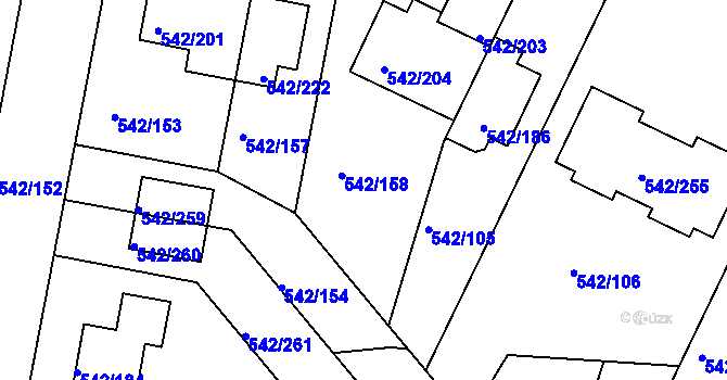 Parcela st. 542/100 v KÚ Lhota u Dobřan, Katastrální mapa