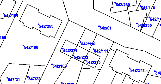 Parcela st. 542/110 v KÚ Lhota u Dobřan, Katastrální mapa
