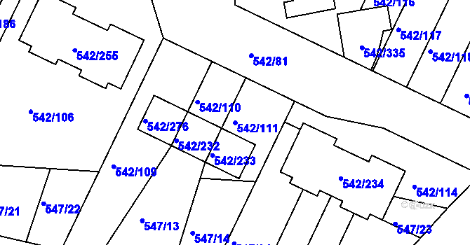 Parcela st. 542/111 v KÚ Lhota u Dobřan, Katastrální mapa
