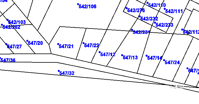 Parcela st. 547/12 v KÚ Lhota u Dobřan, Katastrální mapa