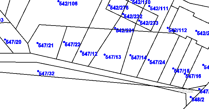Parcela st. 547/13 v KÚ Lhota u Dobřan, Katastrální mapa