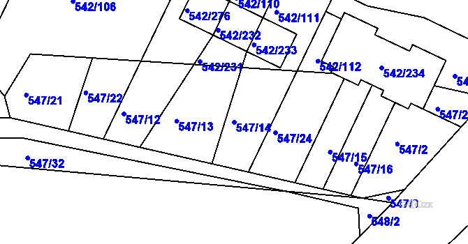 Parcela st. 547/14 v KÚ Lhota u Dobřan, Katastrální mapa