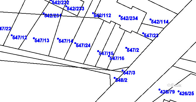 Parcela st. 547/15 v KÚ Lhota u Dobřan, Katastrální mapa