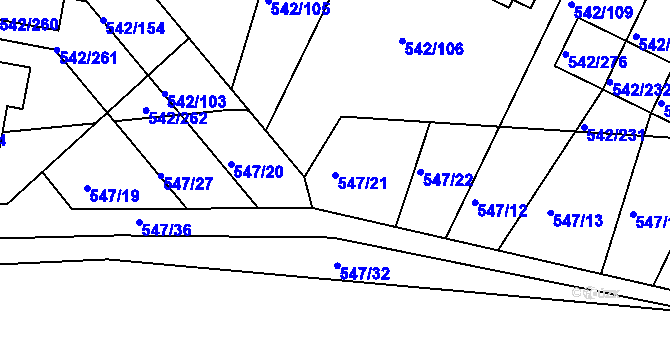 Parcela st. 547/21 v KÚ Lhota u Dobřan, Katastrální mapa