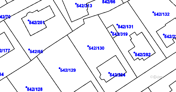 Parcela st. 542/130 v KÚ Lhota u Dobřan, Katastrální mapa