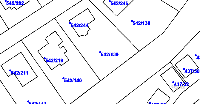 Parcela st. 542/139 v KÚ Lhota u Dobřan, Katastrální mapa