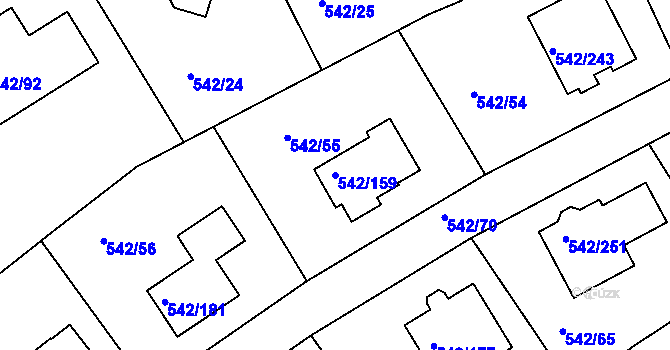 Parcela st. 542/159 v KÚ Lhota u Dobřan, Katastrální mapa