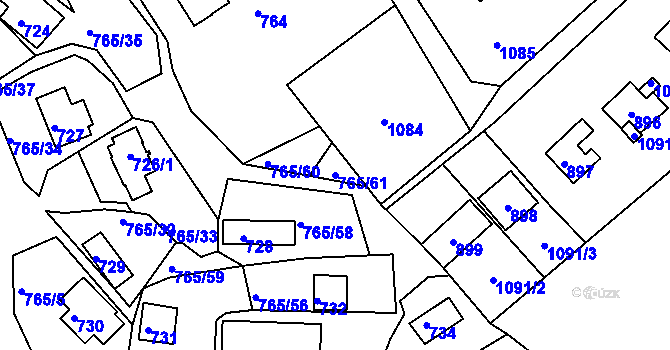 Parcela st. 765/61 v KÚ Lhota u Dobřan, Katastrální mapa
