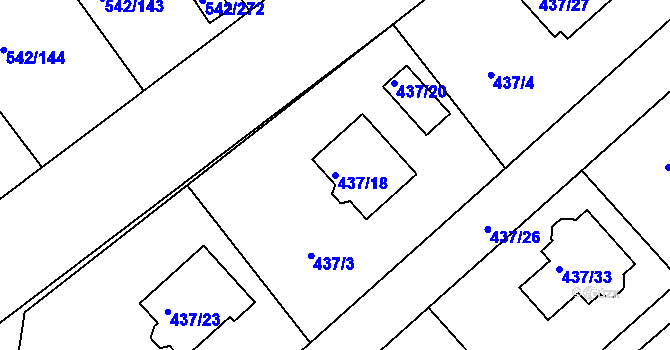 Parcela st. 437/18 v KÚ Lhota u Dobřan, Katastrální mapa