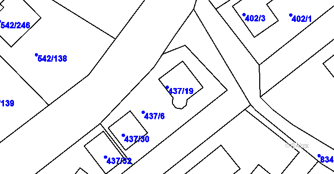 Parcela st. 437/19 v KÚ Lhota u Dobřan, Katastrální mapa
