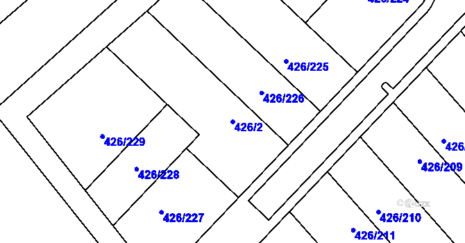 Parcela st. 426/2 v KÚ Lhota u Dobřan, Katastrální mapa