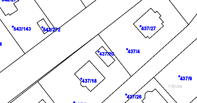 Parcela st. 437/20 v KÚ Lhota u Dobřan, Katastrální mapa