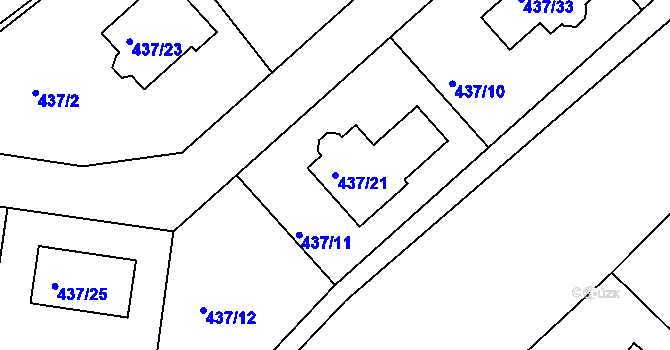 Parcela st. 437/21 v KÚ Lhota u Dobřan, Katastrální mapa