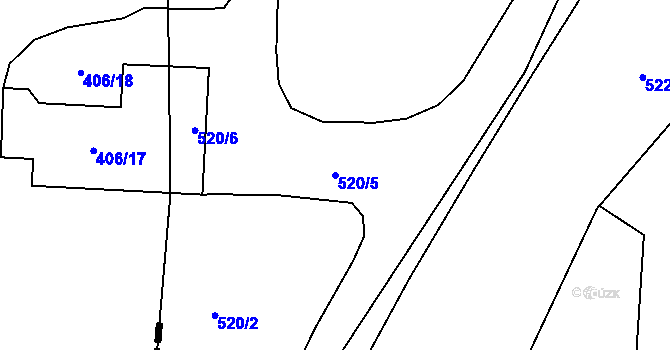 Parcela st. 520/5 v KÚ Lhota u Dobřan, Katastrální mapa