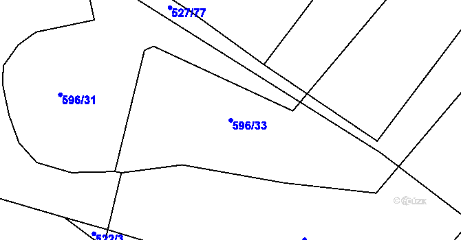 Parcela st. 596/33 v KÚ Lhota u Dobřan, Katastrální mapa