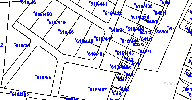 Parcela st. 618/34 v KÚ Lhota u Dobřan, Katastrální mapa