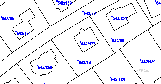 Parcela st. 542/177 v KÚ Lhota u Dobřan, Katastrální mapa