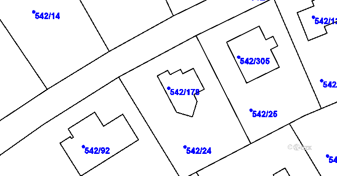 Parcela st. 542/178 v KÚ Lhota u Dobřan, Katastrální mapa
