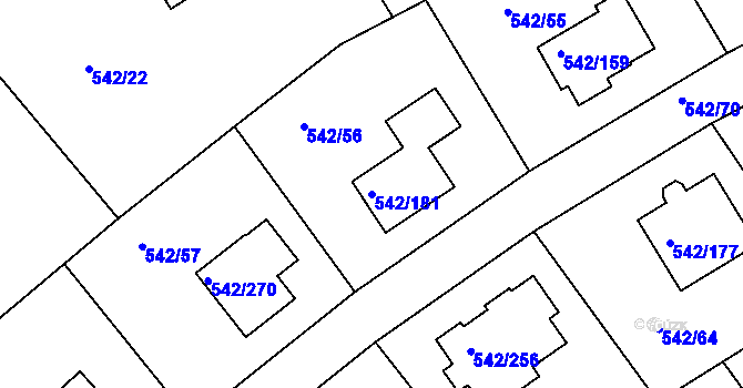 Parcela st. 542/181 v KÚ Lhota u Dobřan, Katastrální mapa