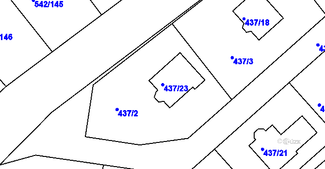 Parcela st. 437/23 v KÚ Lhota u Dobřan, Katastrální mapa