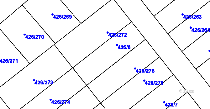 Parcela st. 426/6 v KÚ Lhota u Dobřan, Katastrální mapa