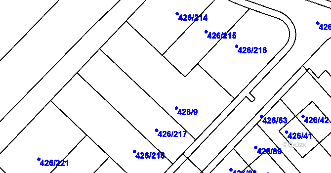 Parcela st. 426/9 v KÚ Lhota u Dobřan, Katastrální mapa