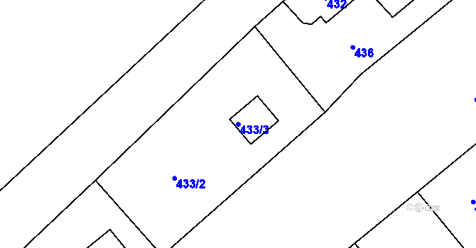 Parcela st. 433/3 v KÚ Lhota u Dobřan, Katastrální mapa