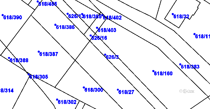Parcela st. 626/3 v KÚ Lhota u Dobřan, Katastrální mapa