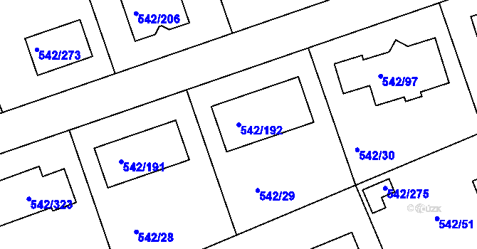 Parcela st. 542/192 v KÚ Lhota u Dobřan, Katastrální mapa