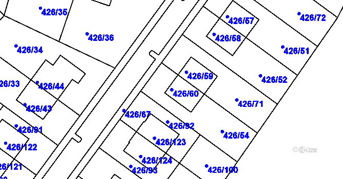 Parcela st. 426/60 v KÚ Lhota u Dobřan, Katastrální mapa