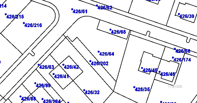 Parcela st. 426/64 v KÚ Lhota u Dobřan, Katastrální mapa