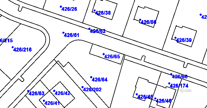 Parcela st. 426/65 v KÚ Lhota u Dobřan, Katastrální mapa