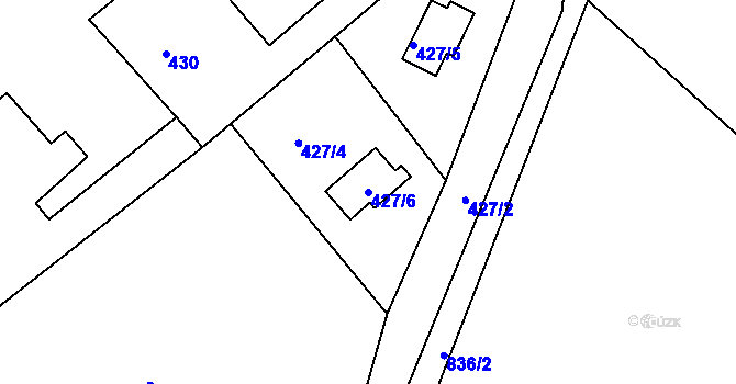 Parcela st. 427/6 v KÚ Lhota u Dobřan, Katastrální mapa