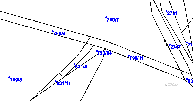 Parcela st. 790/14 v KÚ Lhota u Dobřan, Katastrální mapa